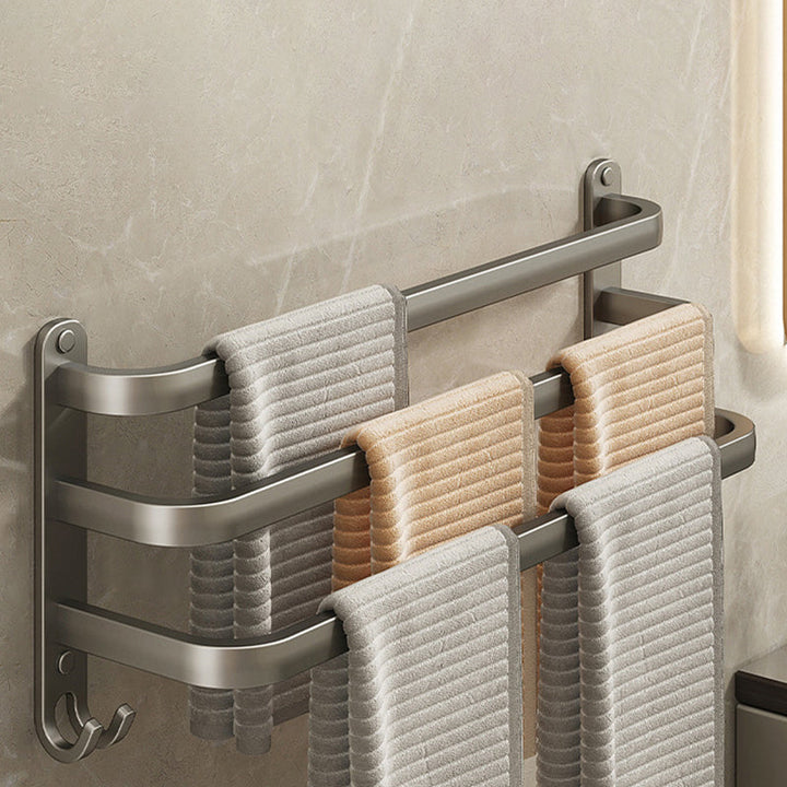 Lisslune | 2-piece modern bathroom accessory set in matte grey aluminum towel rail