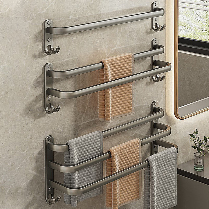 Lisslune | 2-piece modern bathroom accessory set in matte grey aluminum towel rail