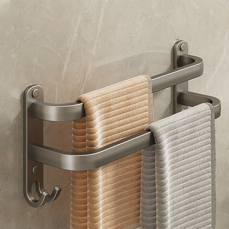 Lisslune | 2-piece modern bathroom accessory set in matte grey aluminum towel rail