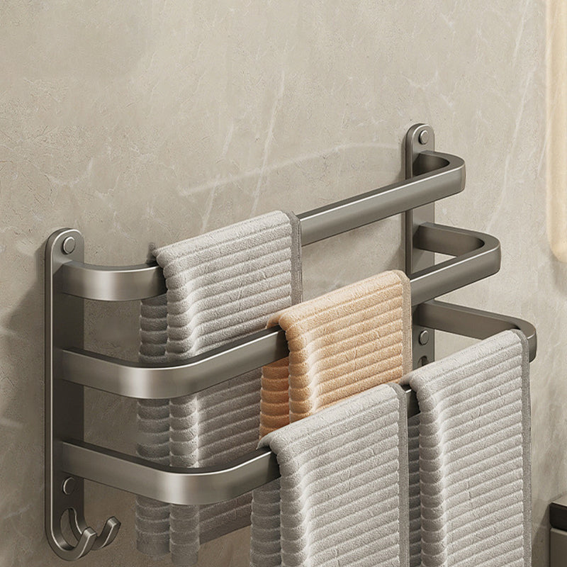 Lisslune | 2-piece modern bathroom accessory set in matte grey aluminum towel rail