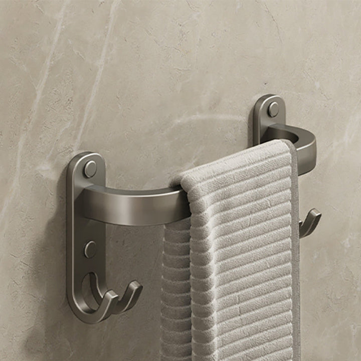 Lisslune | 2-piece modern bathroom accessory set in matte grey aluminum towel rail