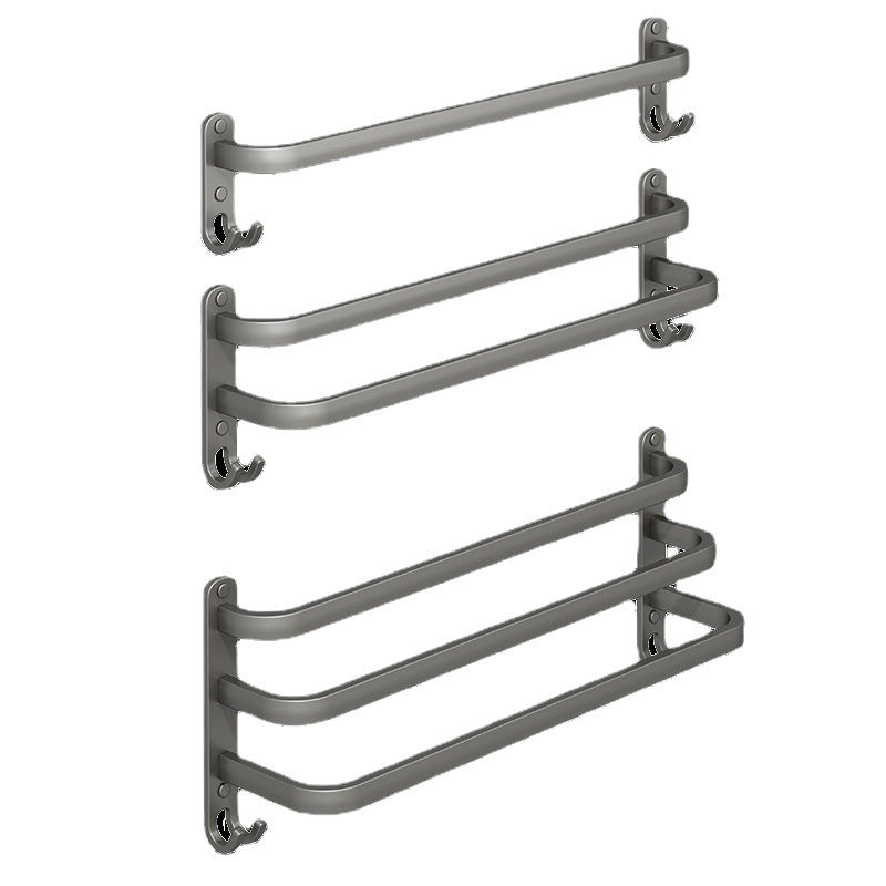 Lisslune | 2-piece modern bathroom accessory set in matte grey aluminum towel rail