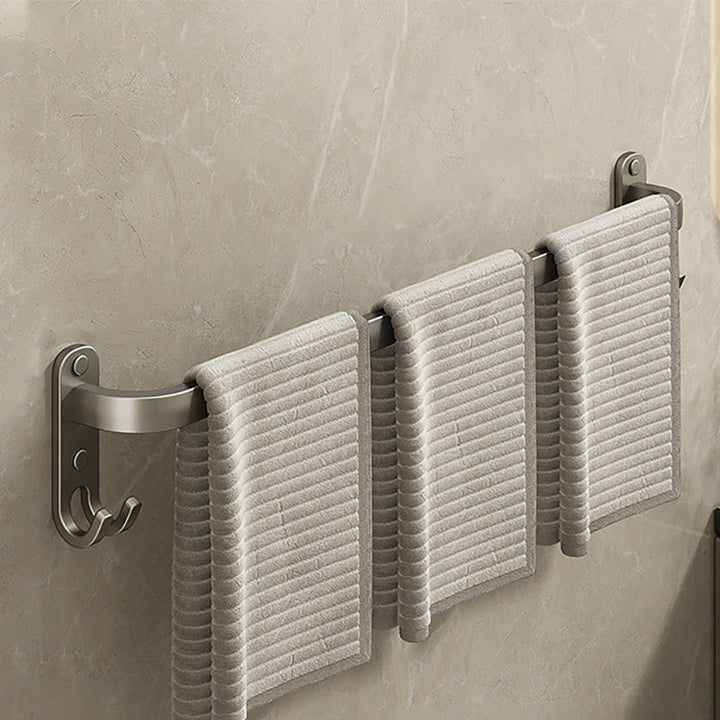 Lisslune | 2-piece modern bathroom accessory set in matte grey aluminum towel rail