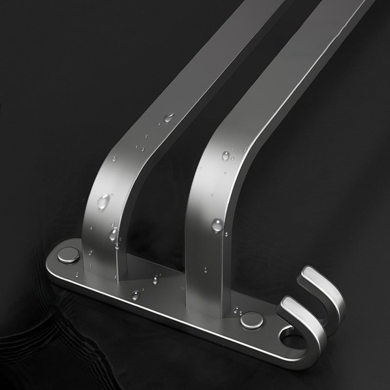 Lisslune | 2-piece modern bathroom accessory set in matte grey aluminum towel rail