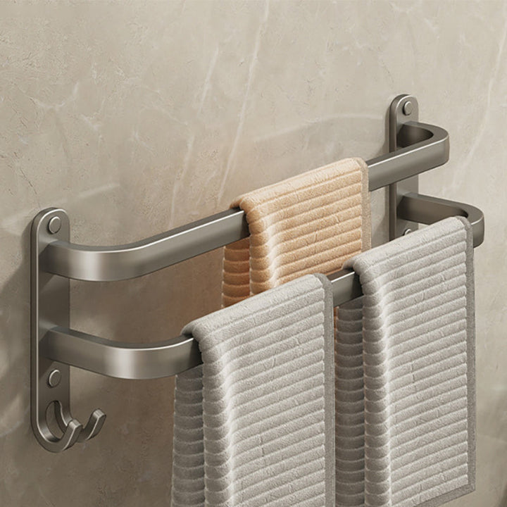 Lisslune | 2-piece modern bathroom accessory set in matte grey aluminum towel rail