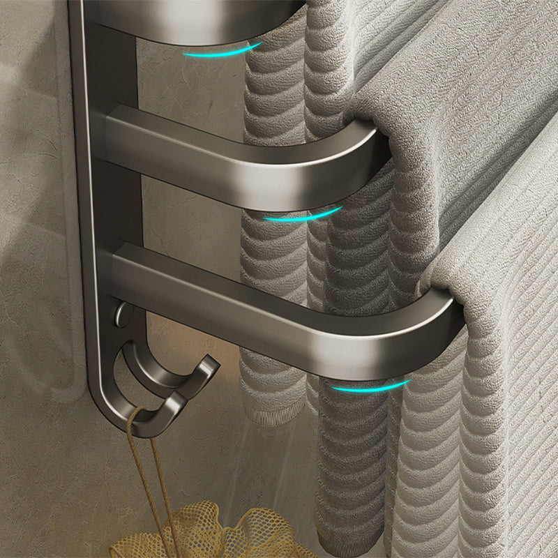 Lisslune | 2-piece modern bathroom accessory set in matte grey aluminum towel rail