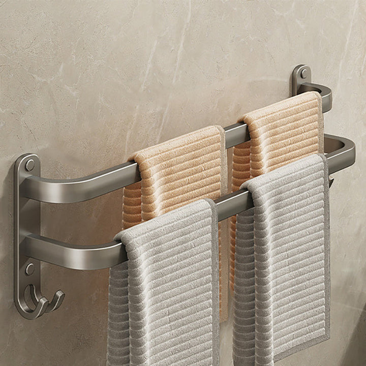 Lisslune | 2-piece modern bathroom accessory set in matte grey aluminum towel rail