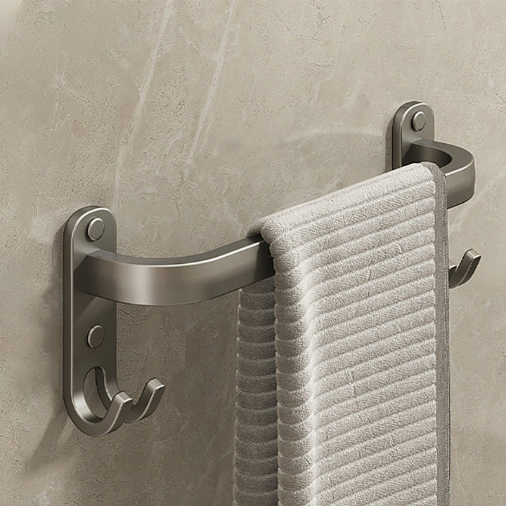Lisslune | 2-piece modern bathroom accessory set in matte grey aluminum towel rail
