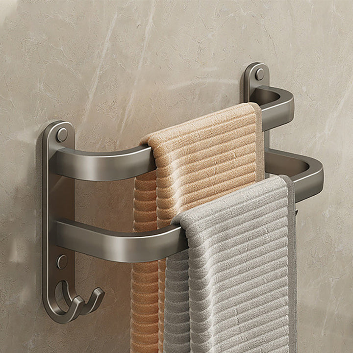 Lisslune | 2-piece modern bathroom accessory set in matte grey aluminum towel rail