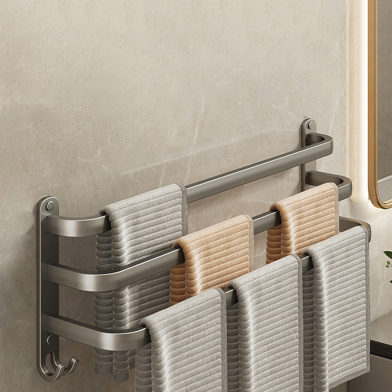 Lisslune | 2-piece modern bathroom accessory set in matte grey aluminum towel rail