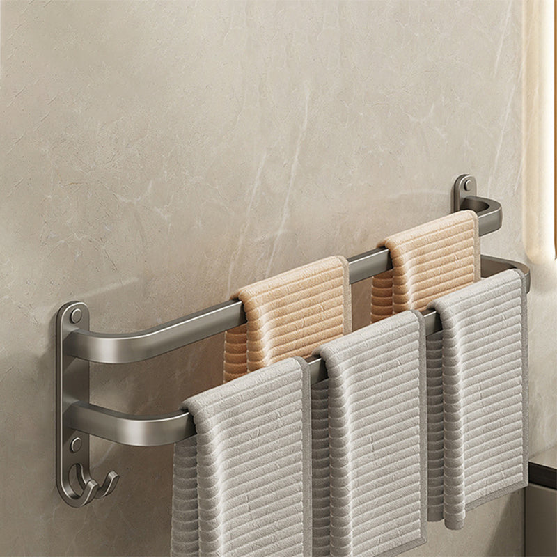 Lisslune | 2-piece modern bathroom accessory set in matte grey aluminum towel rail