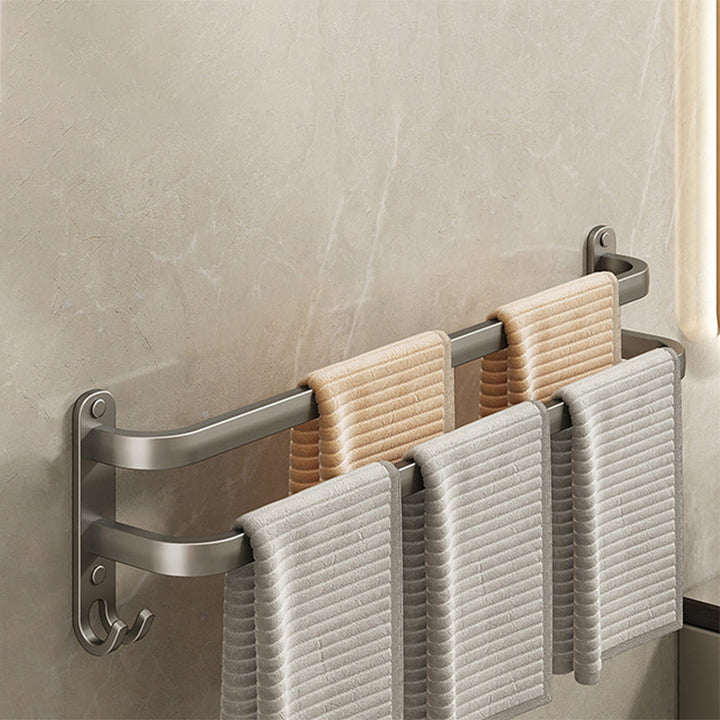 Lisslune | 2-piece modern bathroom accessory set in matte grey aluminum towel rail