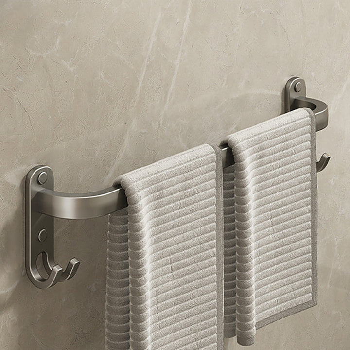 Lisslune | 2-piece modern bathroom accessory set in matte grey aluminum towel rail