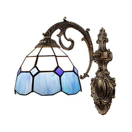 Lisslune | Blue Glass Wall Lighting Baroque Style 1 Light Indoor Wall Lamp for Hallway
