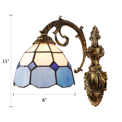 Lisslune | Blue Glass Wall Lighting Baroque Style 1 Light Indoor Wall Lamp for Hallway