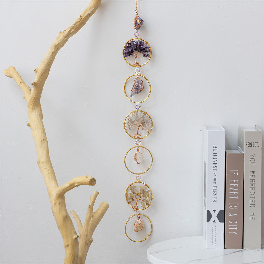 Lisslune | Crystal Tree of Life 6 Rings Wall Decor Ornament