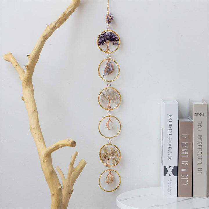 Lisslune | Crystal Tree of Life 6 Rings Wall Decor Ornament