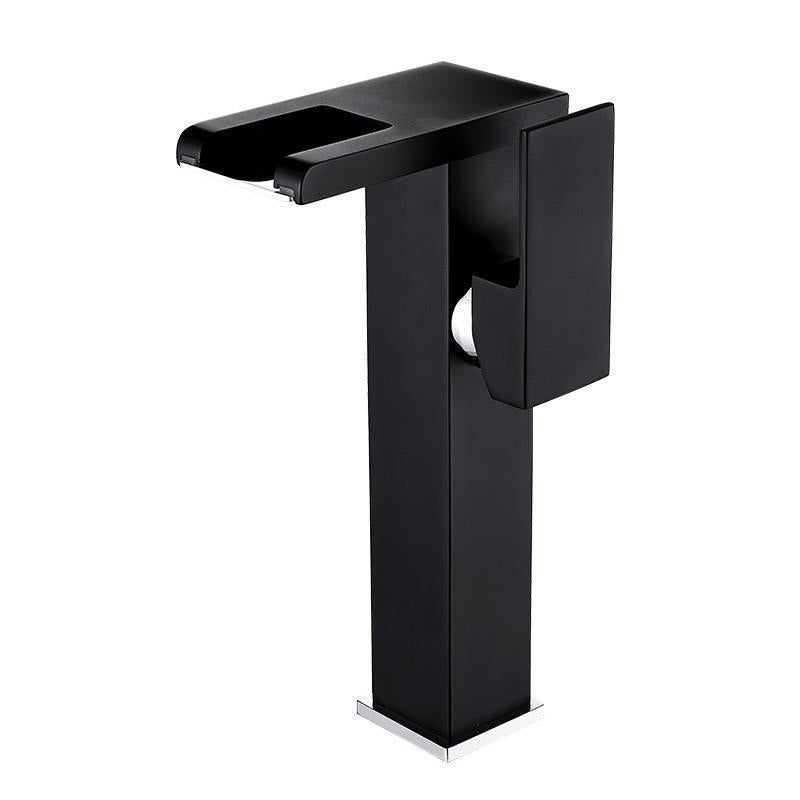 Lisslune | Modern Faucet for Sink Brass Lever Handles LED Waterfall Sink Faucet