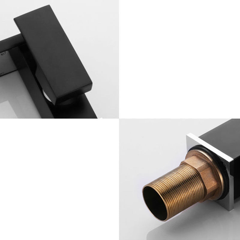 Lisslune | Modern Faucet for Sink Brass Lever Handles LED Waterfall Sink Faucet