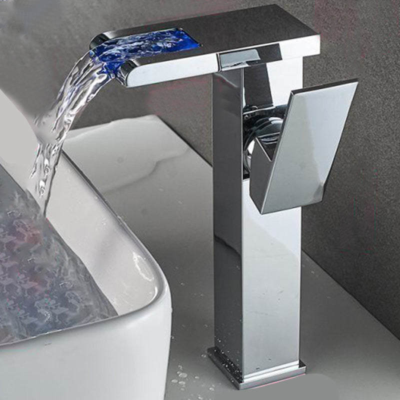 Lisslune | Modern Faucet for Sink Brass Lever Handles LED Waterfall Sink Faucet