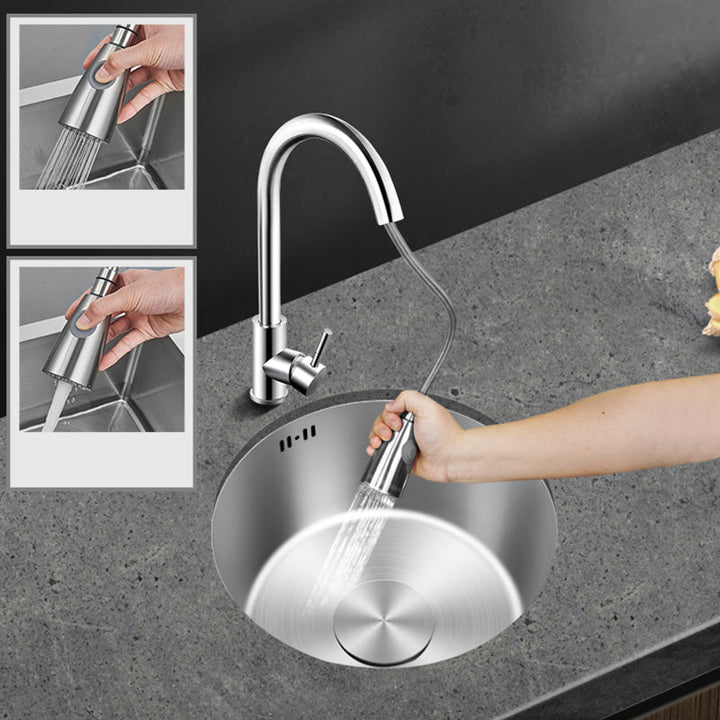 Lisslune | Contemporary Style Kitchen Sink Stainless Steel Round Kitchen Sink