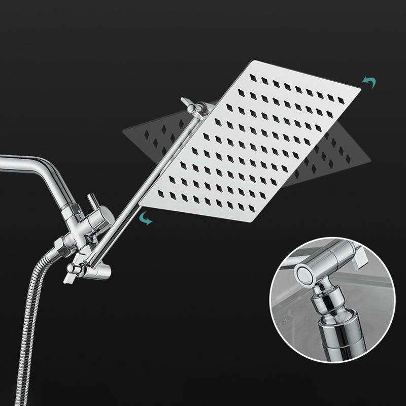 Lisslune | Silver Square Fixed Shower Head Modern Style Wall Mounted Shower Head