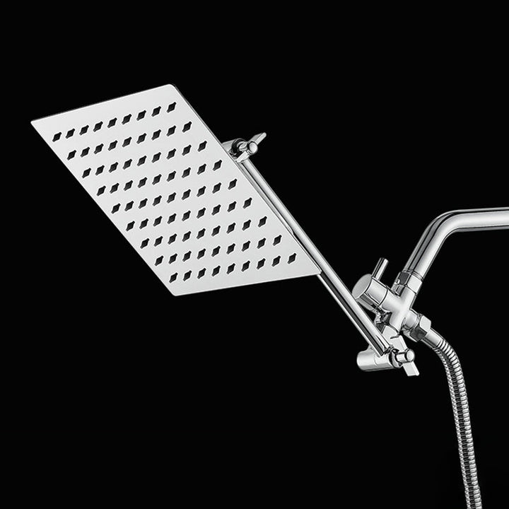 Lisslune | Silver Square Fixed Shower Head Modern Style Wall Mounted Shower Head