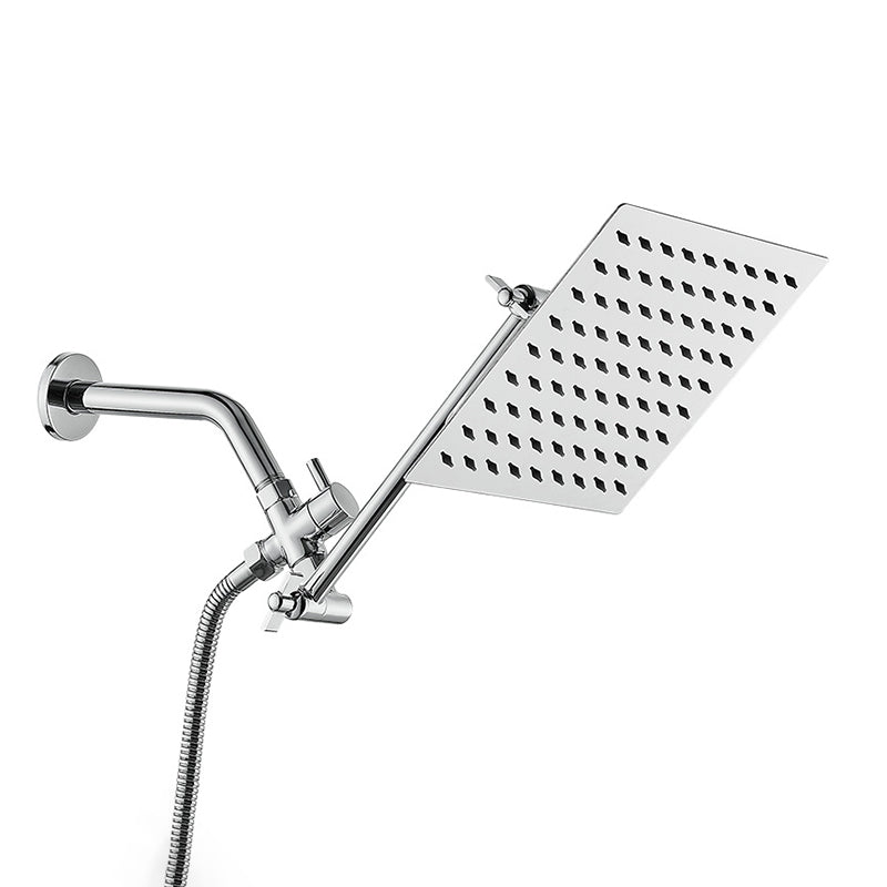 Lisslune | Silver Square Fixed Shower Head Modern Style Wall Mounted Shower Head