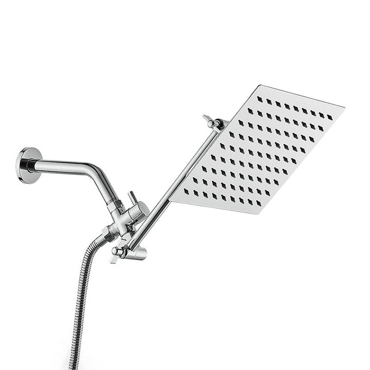 Lisslune | Silver Square Fixed Shower Head Modern Style Wall Mounted Shower Head