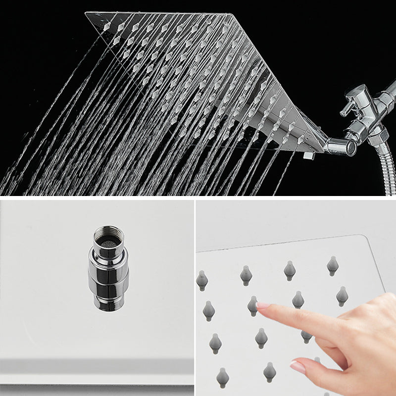 Lisslune | Silver Square Fixed Shower Head Modern Style Wall Mounted Shower Head