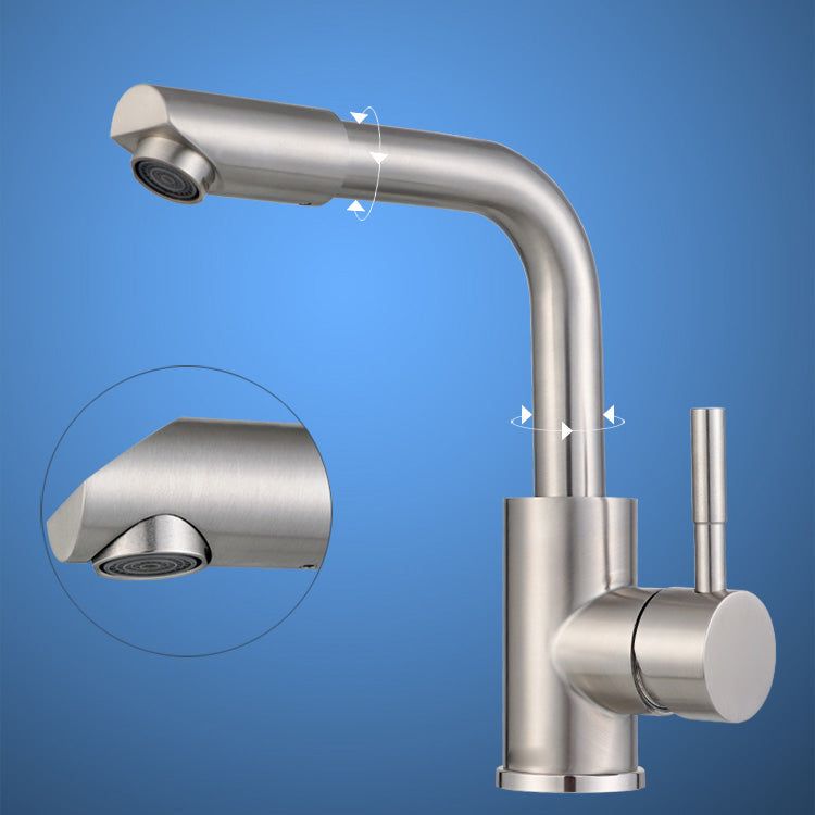 Lisslune | Swivel Spout Bathroom Faucet Contemporary Design Vessel Faucet with Stainless Steel