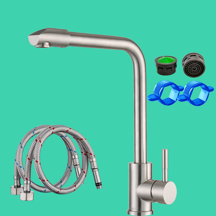 Lisslune | Swivel Spout Bathroom Faucet Contemporary Design Vessel Faucet with Stainless Steel