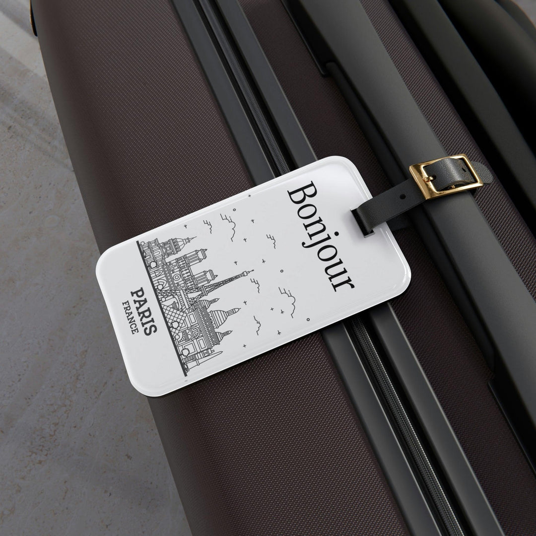 Lisslune | Elegant personalized acrylic luggage tags with stylish leather strap for discerning travelers