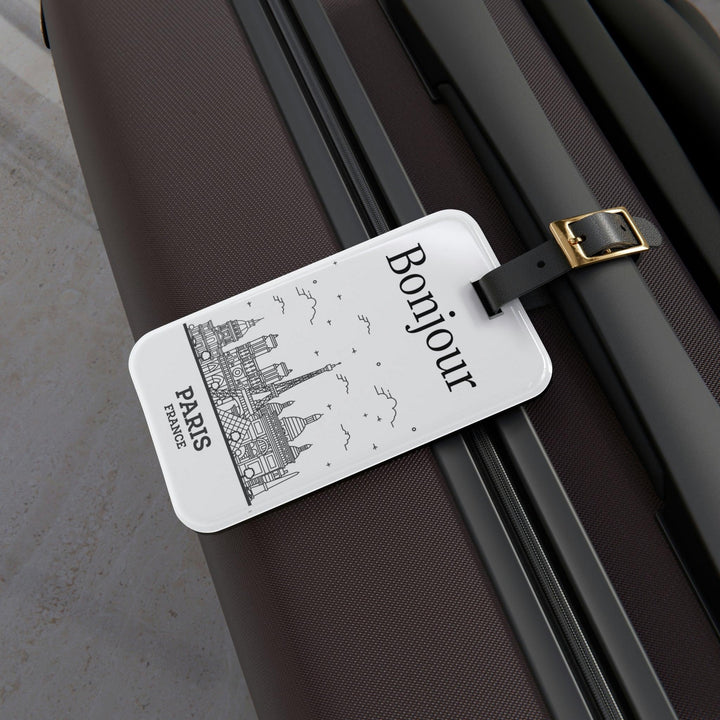 Lisslune | Elegant personalized acrylic luggage tags with stylish leather strap for discerning travelers