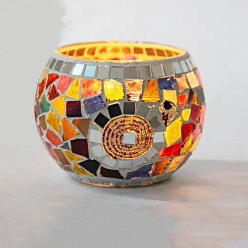 Lisslune | Mosaic Glass Candle Holder for Home Decor