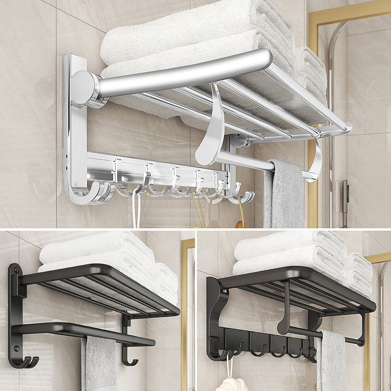Lisslune | Chrome/Black Classic Bathroom Accessories Set Modern Bath Shelf/Towel Bar & Paper Holder
