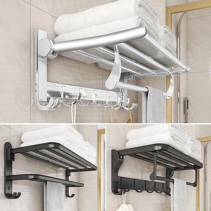 Lisslune | Chrome/Black Classic Bathroom Accessories Set Modern Bath Shelf/Towel Bar & Paper Holder