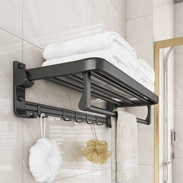 Lisslune | Chrome/Black Classic Bathroom Accessories Set Modern Bath Shelf/Towel Bar & Paper Holder