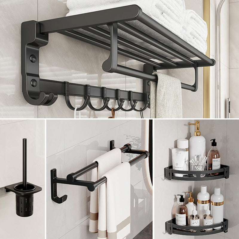 Lisslune | Chrome/Black Classic Bathroom Accessories Set Modern Bath Shelf/Towel Bar & Paper Holder