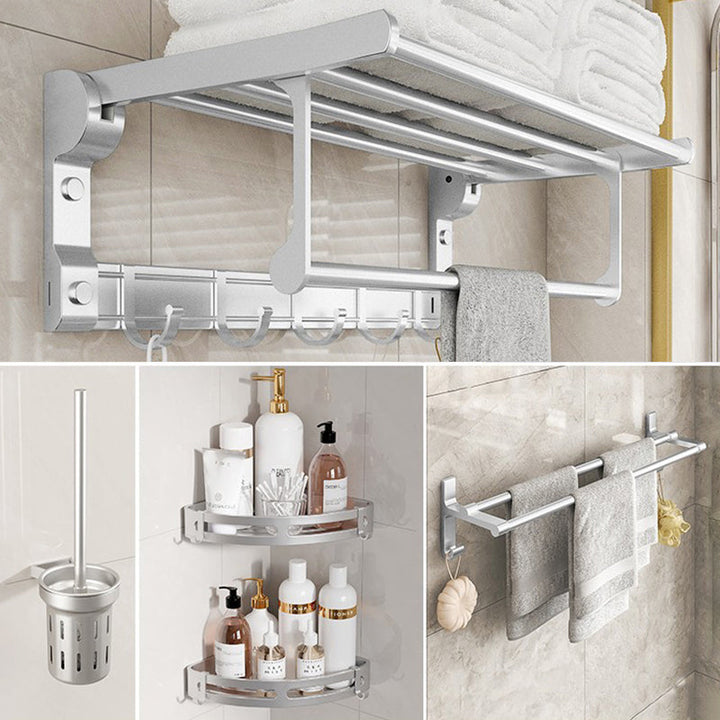 Lisslune | Chrome/Black Classic Bathroom Accessories Set Modern Bath Shelf/Towel Bar & Paper Holder