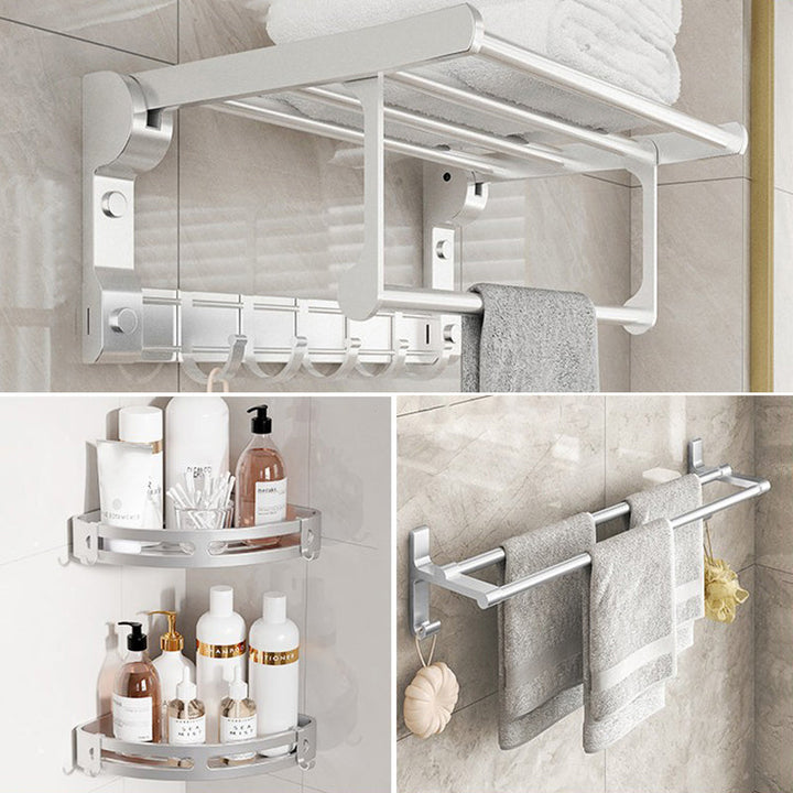 Lisslune | Chrome/Black Classic Bathroom Accessories Set Modern Bath Shelf/Towel Bar & Paper Holder