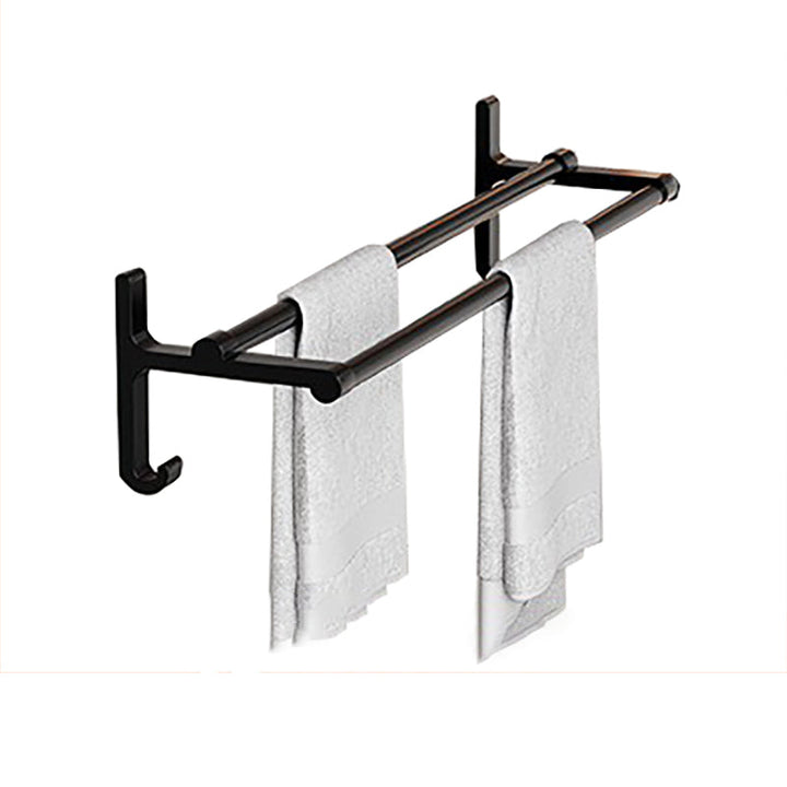 Lisslune | Chrome/Black Classic Bathroom Accessories Set Modern Bath Shelf/Towel Bar & Paper Holder