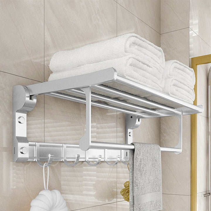 Lisslune | Chrome/Black Classic Bathroom Accessories Set Modern Bath Shelf/Towel Bar & Paper Holder
