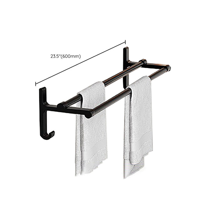 Lisslune | Chrome/Black Classic Bathroom Accessories Set Modern Bath Shelf/Towel Bar & Paper Holder