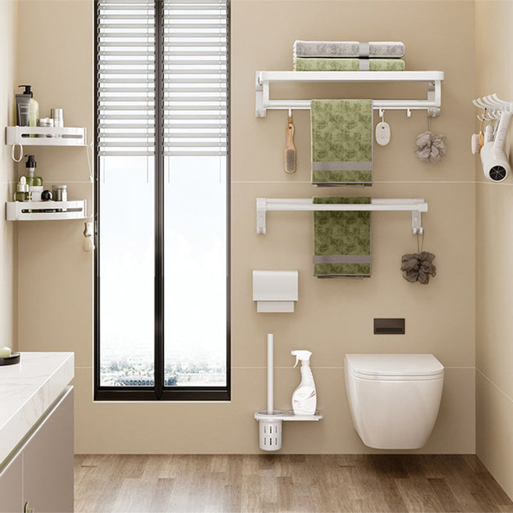 Lisslune | Modern Bathroom Hardware Set Towel Bar White Bathroom Shelf Bathroom Hardware Set