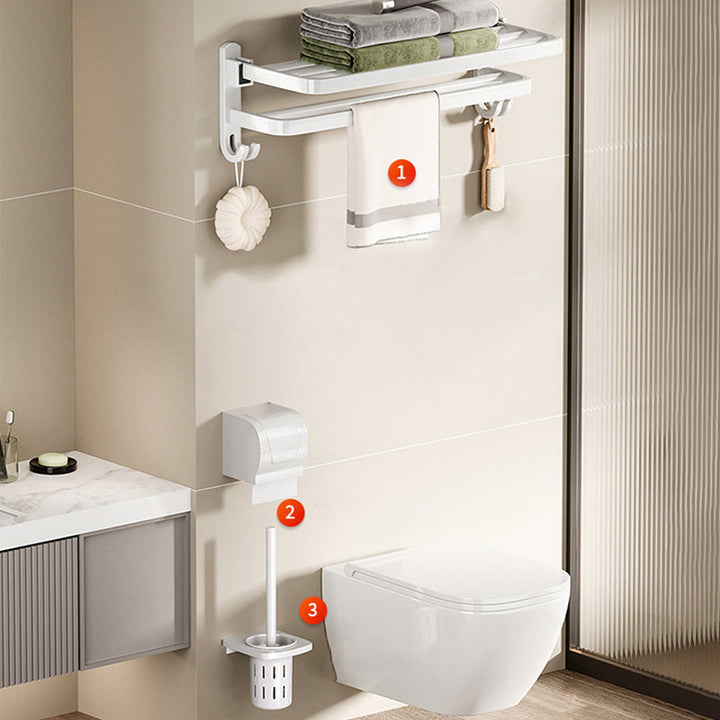 Lisslune | Modern Bathroom Hardware Set Towel Bar White Bathroom Shelf Bathroom Hardware Set