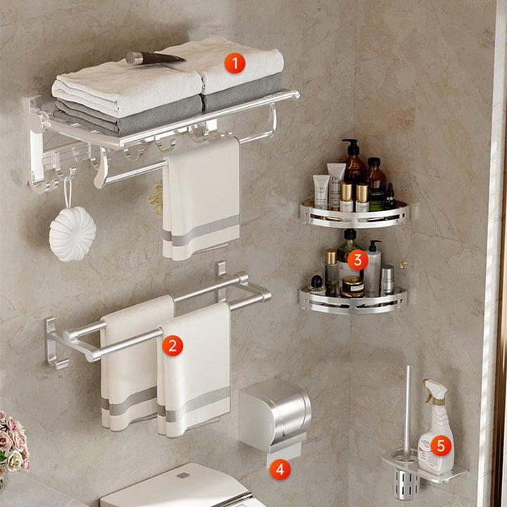 Lisslune | Modern Polished Chrome Bathroom Accessory Set Bathroom Shelf/Towel Holder/Paper Holder included