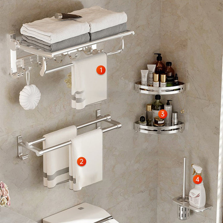 Lisslune | Modern Polished Chrome Bathroom Accessory Set Bathroom Shelf/Towel Holder/Paper Holder included