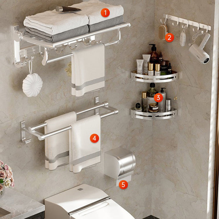 Lisslune | Modern Polished Chrome Bathroom Accessory Set Bathroom Shelf/Towel Holder/Paper Holder included