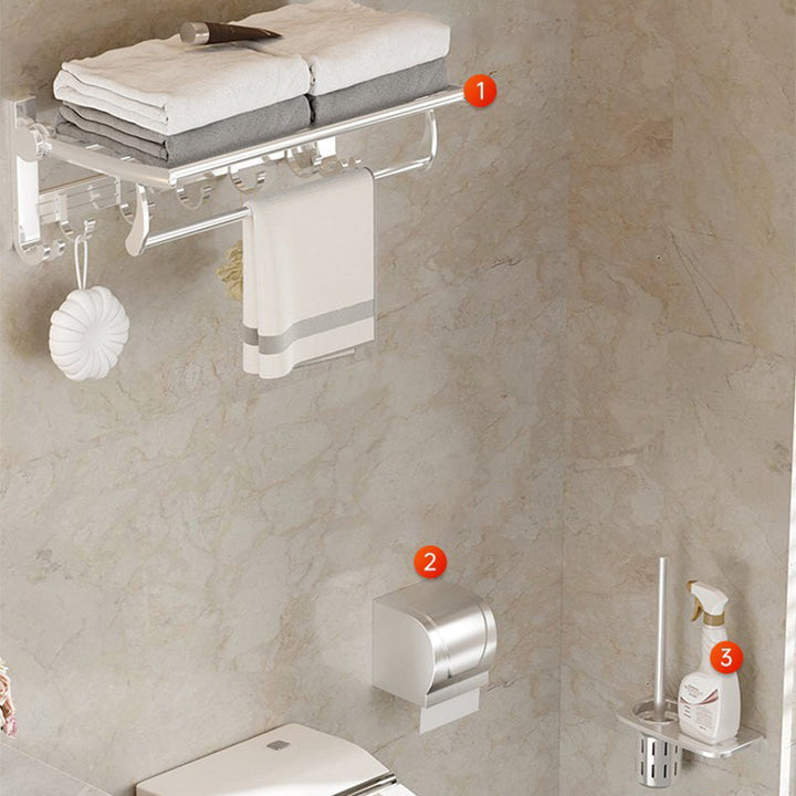 Lisslune | Modern Polished Chrome Bathroom Accessory Set Bathroom Shelf/Towel Holder/Paper Holder included